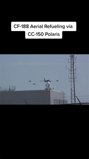 Canadian CF-188 aerial refueling via CC-150 Polaris #cf18 #cc150 #aerobatics #airrefueling #aviation #rcaf #formationflight
