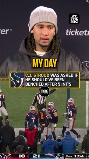 C.J. Stroud was asked if he should've been benched after his 4 INT loss to the Pats 🤕 #NFL #CJStroud
