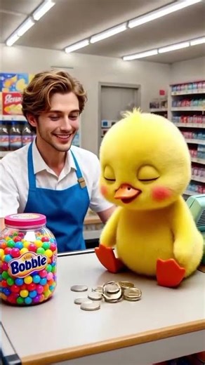 “Cute Chick Chewing Gum & Blowing Bubbles 🐥🍬”