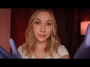 ASMR Semi-Inaudible Face Exam (face touching, light triggers, glove sounds)