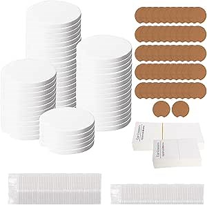 312 Pcs Ceramic Car Coasters with Bags and Cards Set 2.64” Sublimation Car Coasters Blanks Bulk Ceramic Car Cup Holder Coasters with A Finger Notch for Easy Removal Car Coaster Packaging DIY Craft