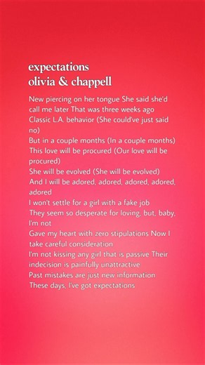 Olivia Rodrigo & Chappell Roan - expectations #lyrics #oliviarodrigo #expectations #chappellroan