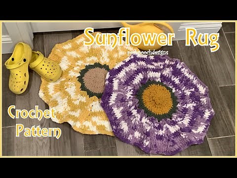 Learn How To Make The Sunflower Rug Crochet Pattern #crochet #rugs #sunflowers
