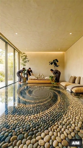 Optical Illusion Vortex Pebble Epoxy Floor DIY Trick 🤯🌀 #epoxy #shorts #satisfying #transformation