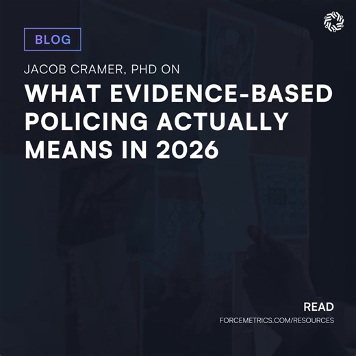 What does “evidence-based policing” really mean in 2026? In the first blog of our new series, Jacob Cramer, PhD, our Director of Data Innovation, explores how leaders can turn data, research, and experience into sustainable practice. Read how evidence becomes stewardship, learning, and real-world impact: https://www.forcemetrics.com/blog/ebp-in-2026 | ForceMetrics