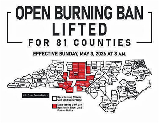 Burn ban lifted for Bladen County | Bladen Journal