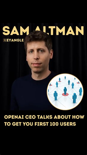 Keyangle on Instagram: "Sam Altman lays out the practical truth about getting your first 100 users. He says start with the people you already know and ask them to try your product and give honest feedback. ￼ Next, reach out to targeted prospects with personal messages. Even if conversion is low, persistence matters. ￼ Use social media forums and press to build sustainable traction, not one-off blasts. ￼ Finally, skip early paid ads. They are usually the weakest path to real engagement. ￼ Getting