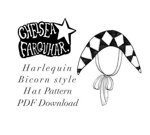 Harlequin Bicorn Style Hat PDF Pattern EASY SEW - Etsy Canada