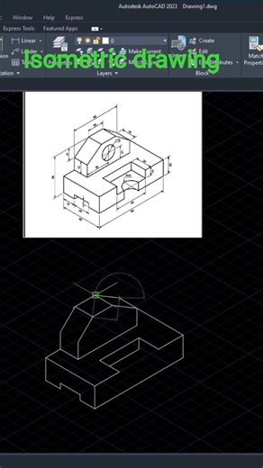 isometric drawing autocad mechanical. #isometric #3d 3dprinting #mechnical #autocad #shorts #short