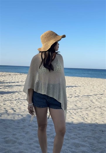 POV: You found the perfect beach cover-up that actually matches the vibe. 🐚 #coverup #poncho #ponchocoverup #beachcoverup #beachoutfit
