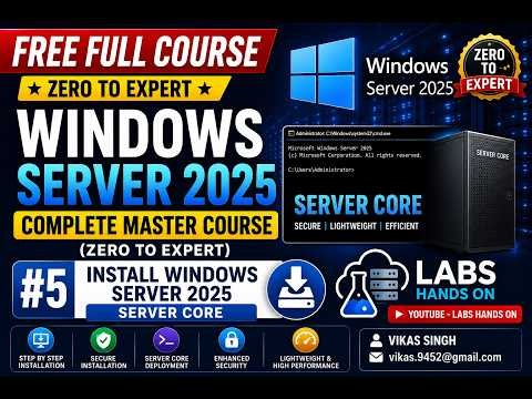 #5 Install Windows Server 2025 Server Core Step by Step | Windows Server 2025 Complete Master Course