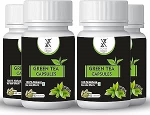 Ayurvedic Green Tea Capsule | Green Tea Supplement, Vitamins A, C, E and Many of The B Vitamins (Pack of 4)