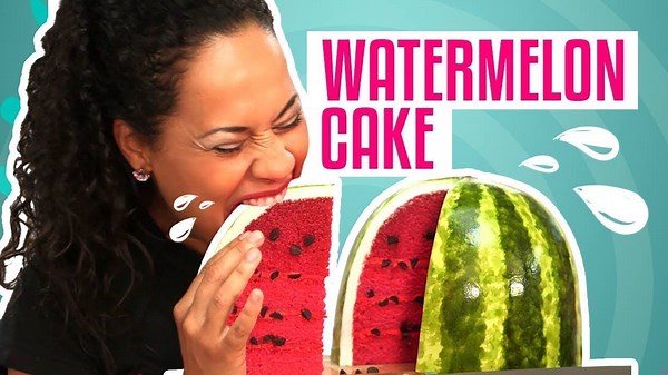 How To Make A WATERMELON out of Pink Velvet CAKE