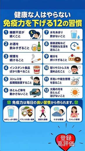 健康な人はやらない免疫力を下げる12の習慣