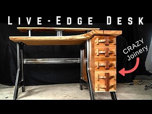 Live Edge Industrial Desk with CRAZY WOODWORKING JOINERY!!!