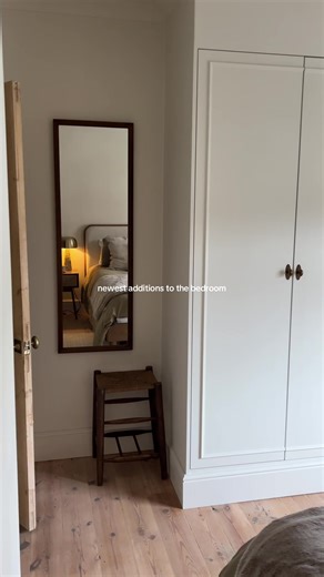 Stylish Full-Length Mirror and Vintage Stool for Our Bedroom