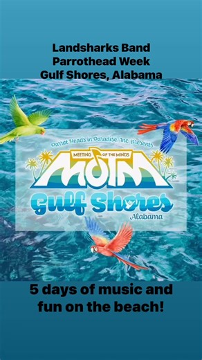 1.6K views · 33 reactions | LANDSHARKS PARROTHEAD CONCERT WEEK Oct. 22, 23, 24, 25, 26, 2025 It’s a Gulf Shores, Alabama, Music Party Weekend! Dont miss it! Some of the world’s most popular Trop-Rock bands, will be rockin’ all weekend! TICKET INFO: https://motm.rocks/registration/ | Landsharks Jimmy Buffett Tribute Band | Facebook
