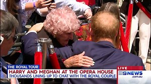 Royal Fever at the Opera House... Prince Harry has taken the opportunity to introduce Meghan to war widow Daphne Dunn, who has met the Prince on numerous occasions. #9News | http://9News.com.au | 9 News Sydney