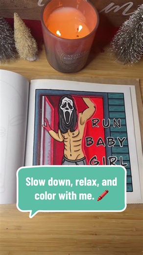 Slow down, relax, and color with me. Let’s de-stress and quiet our minds with this ghost face coloring page for romance readers. #coloringbook #ghostface #masktok #satisfyingcoloring