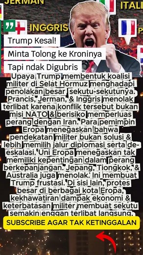 Eropa Kompak Menolak Ikut Misi Militer di Selat Hormuz #beritaviral #beritahariini #viral