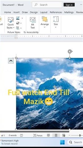 How to Insert Photo in MS Word | MS Word | 🔥Image Insert #textfiles #shorts 💥 #excel #exceltips