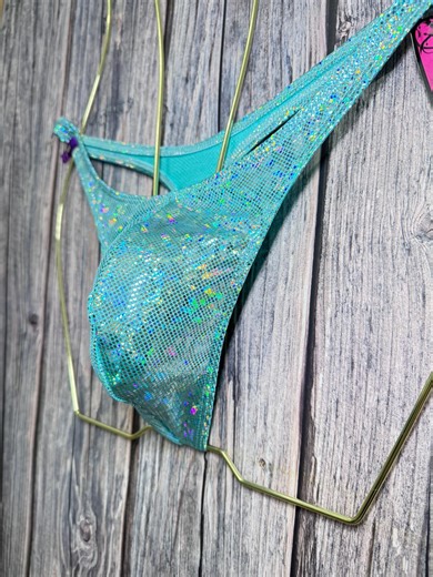Jovanadesign Marc Classic Standard Thong Mint Silver Hologram Swimsuit Beachwear Moderate Fit Swimwear Handmade UK - Etsy
