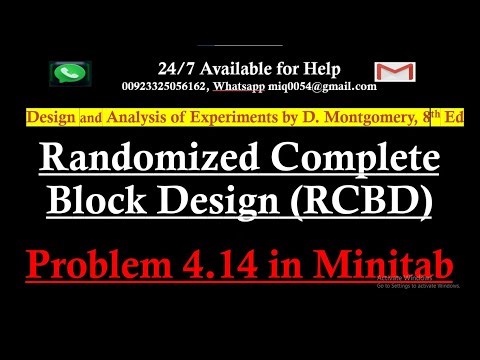 Randomized complete block design in Minitab | RCBD solved in Minitab | ANOVA assumption Problem 4.14