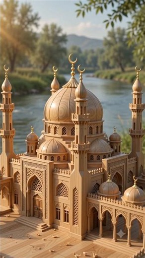 Amazing Mini Wooden Craft Mosque | Handcrafted DIY Mosque 🕌 #handmade #youtubeshorts #wikkistix
