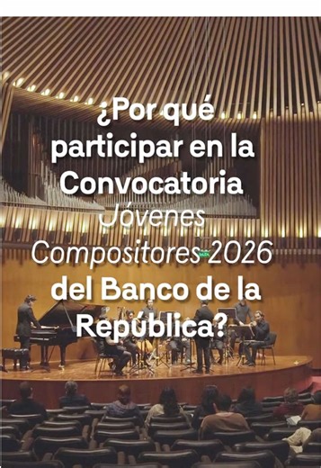 ¡Atención! Buscamos a los nuevos compositores y compositoras de Colombia 😎 ¿Eres tú? Entonces inscríbete en la sexta edición de la Convocatoria Jóvenes Compositores 2026, un proyecto del programa Colombia se compone del Banco de la República, que busca fortalecer y visibilizar las propuestas artísticas de jóvenes compositores y compositoras del país. En esta edición se seleccionarán cuatro obras que propongan lenguajes musicales nuevos y se atrevan a cuestionar narrativas hegemónicas y dialogar