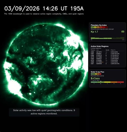 Sun 24 Hour Timelapse | Iron / 195 Å | Extreme UV (March 09, 2026) #shorts