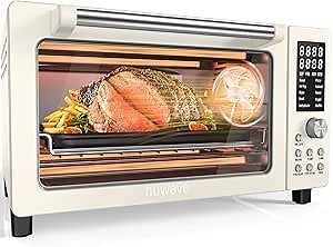Nuwave Bravo Pro Smart Air Fryer Toaster Oven Combo, Airfryer Convection Oven Countertop, 10-in-1 Functions with Quicker & Even Crisp Technology, 1800W, 50-450°F, PFAS-Free, 21QT, Vanilla Cream