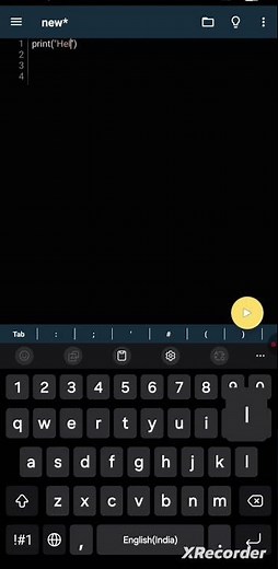 Learning python in mobile # Using Pydroid 3# Hello world program# #phonk