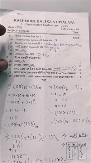 class 8 computer 3rd summative evolution question 2025 || class viii 3rd unit computer question