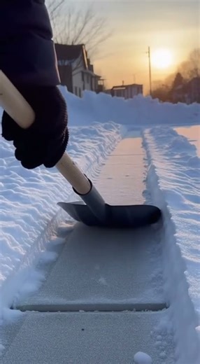 ASMR Snow Shoveling Satisfaction Extreme close up ASMR style video Metal snow shovel scraping perf