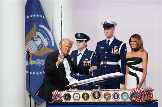 Trump Inauguration Day 2025 live updates: President uses sword to cut giant cake as celebrations, balls kick off