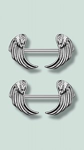 These angel wing nipple rings are externally threaded for easy changes and a secure fit. Made for comfort, styled for confidence — a bold blend of edge and elegance. #AngelWingPiercing #NippleJewelry #ExternallyThreaded #BodyJewelryAddict #PiercingStyle #WingsOfStyle #LuxeModz #NippleRings #PiercingGoals #JewelryWithEdge | BodyJewelry.com