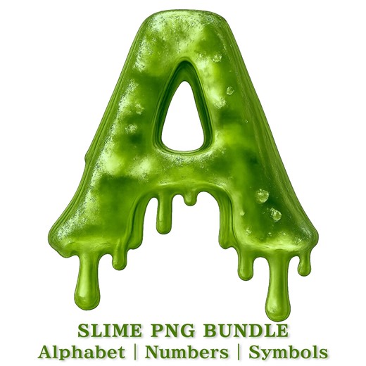 Slime Alphabet PNG Bundle, Green Goo Letters Numbers Symbols, Dripping Slime Font, Transparent Background, Sticker, Sublimation - Etsy