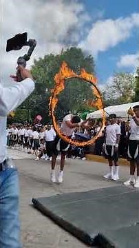 "The Tiger's Leap" in the ring of fire at Jaime Torres Bodet High School in Huajuapan