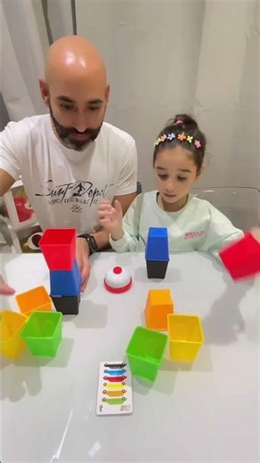 Stacking challenge with dad! #family #challenge #funny #fun