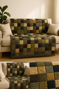 Rustic Patchwork Quilt Throw, Quilted Blanket for Sofa or Bed, Vintage Farmhouse Decor, Cozy Autumn Boho Throw Blanket - Etsy