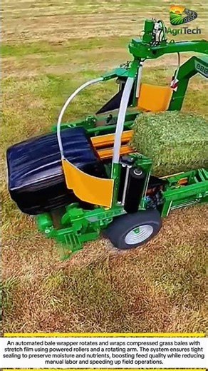 High Speed Bale Wrapper Seals Silage In Seconds