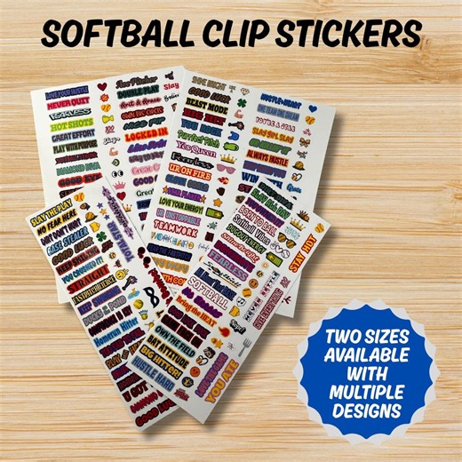 Softball Clothespin Stickers, Clip Me Ideas, Tournament Trading, Motivational Team Stickers, Softball Clip Stickers - Etsy