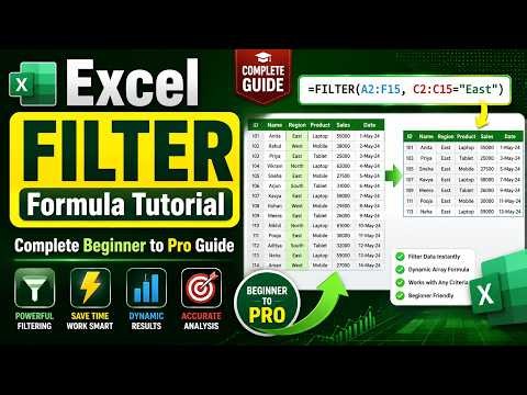 Excel FILTER Formula Tutorial | Complete Beginner to Pro Guide