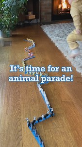 Animal Parade Fun! Line your floor with painter’s tape, gather your animal friends, and let the fun begin! 🐮Line them up, knock them down, and start all over again! 🐴 Sneak in some learning by counting and sorting as you go. Perfect for snowy days or a little stir-crazy remedy during winter break. #kidsactivities #learningresources #lrshare #kidstoys | Learning Resources