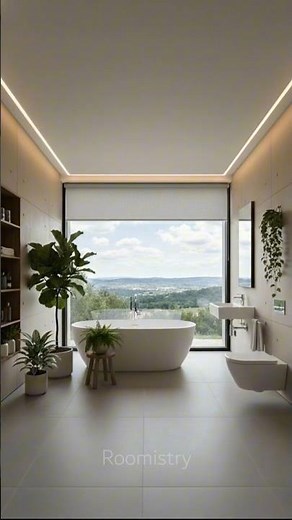 Modern Bathroom with Panoramic Windows and Natural Serenity