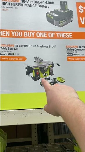 All new Ryobi Table Saw and Miter Saw with free battery deals at Home Depot!