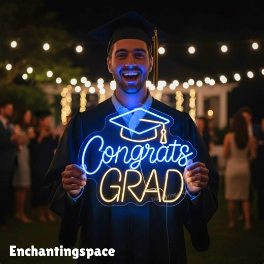 Congrats Grad Neon Sign, Graduation LED Wall Light for Party Decor, Class Celebration Accent, Gift for New Graduate - Etsy
