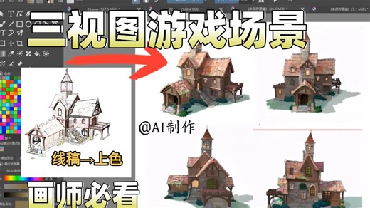 【krita实时绘画教程】零基础快速掌握一键制作三视图游戏场景！绝对是你看过最好懂的教程分析 解锁更多进阶玩法，提升效率，操作可视化，局部重绘，