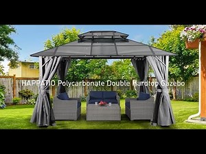How To Assemble Happatio Outdoor Polycarbonate Double Hardtop Gazebo