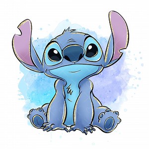 Stitch Clipart, Stitch PNG, Stitch Sitting, Watercolor Kids Art, Glitter Art, Handdrawn Stitch Art, Lilo & Stitch - Etsy